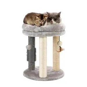 4in1 Small Cat Tree,Scratching Post with Tower Soft Bed, Sisal Carpet Jute Posts with Three Hanging Ball Toys and Massage Brush for Indoor Cats and Kittens 4in1 Small Cat Tree,Scratching Post with Tower Soft Bed, Sisal Carpet Jute Posts with Three Hanging Ball Toys and Massage Brush for Indoor Cats and Kittens
