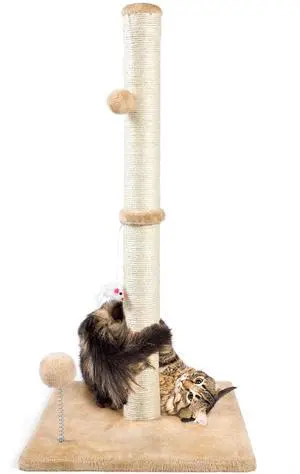 32" Tall Cat Scratching Posts for Indoor Cats, 3-in-1 Vertical Cat Scratching Post with Plush Toys, Premium Sisal Post for Cats at All Ages with Reinforced Stable Base, Beige 32" Tall Cat Scratching Posts for Indoor Cats, 3-in-1 Vertical Cat Scratching Post with Plush Toys, Premium Sisal Post for Cats at All Ages with Reinforced Stable Base, Beige