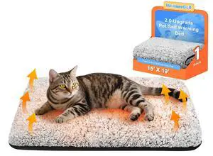Self Warming Cat Bed, Heated Cat Bed, 2.0 Upgraded Thermal Foil Heating Pad, Plush Self-Heating Pet Mat for Crate, Floor, with Removable Washable Cover, Non-Slip, 15"x19" Self Warming Cat Bed, Heated Cat Bed, 2.0 Upgraded Thermal Foil Heating Pad, Plush Self-Heating Pet Mat for Crate, Floor, with Removable Washable Cover, Non-Slip, 15"x19"