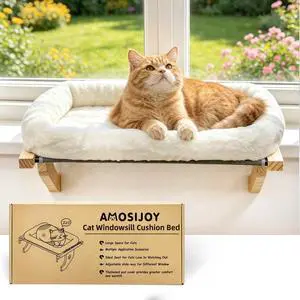 Cat Sill Window Perch Sturdy Hammock Window Seat with Cushion Bed Cover, Wood & Metal Frame for Large Cats, Easy to Adjust Cat Bed for Windowsill, Bedside, Drawer and Cabinet(Cushion Bed) Cat Sill Window Perch Sturdy Hammock Window Seat with Cushion Bed Cover, Wood & Metal Frame for Large Cats, Easy to Adjust Cat Bed for Windowsill, Bedside, Drawer and Cabinet(Cushion Bed)
