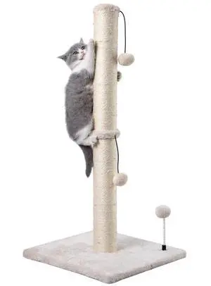 34 Tall Cat Scratching Post Premium Basics Kitten Scratcher Sisal Scratch Posts Trees with Hanging Ball for Indoor Cats, Beige 34 Tall Cat Scratching Post Premium Basics Kitten Scratcher Sisal Scratch Posts Trees with Hanging Ball for Indoor Cats, Beige