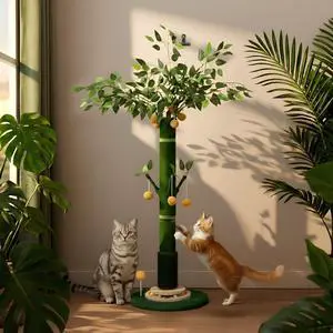 53" Extra Tall Cat Scratching Post for Large Cats, Heavy Duty Vertical Scratcher with Natural Sisal Rope, Stable Climbing Pole with Hanging Ball for Full Body Stretching 53" Extra Tall Cat Scratching Post for Large Cats, Heavy Duty Vertical Scratcher with Natural Sisal Rope, Stable Climbing Pole with Hanging Ball for Full Body Stretching