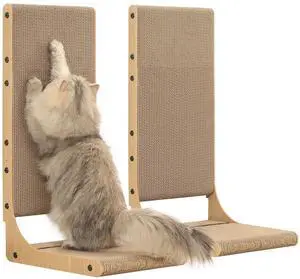 2-Pack Cat Scratching Board, 25.6'' Tall Cardboard L Shape Vertical Cat Scratchers for Indoor Cats, Cat Scratching Post for Wall and Couch, Large 2-Pack Cat Scratching Board, 25.6'' Tall Cardboard L Shape Vertical Cat Scratchers for Indoor Cats, Cat Scratching Post for Wall and Couch, Large