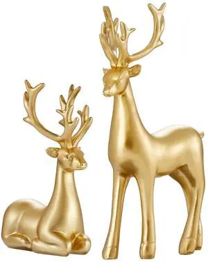 Christmas Decorative Gift 2PCS Deer Sculpture 3D Geometric Deer Ornaments Table Living Room Decoration (Gold Smooth) Christmas Decorative Gift 2PCS Deer Sculpture 3D Geometric Deer Ornaments Table Living Room Decoration (Gold Smooth)