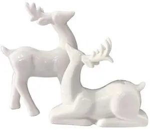Porcelain Christmas Reindeer Figurines, Pack 2 Mini Animal Reindeer Decor Deer Statues Sculpture Tabletop Ornaments for Cabinet Mantel Shelves Fireplace Home Décor Accents Collectible Figurines Porcelain Christmas Reindeer Figurines, Pack 2 Mini Animal Reindeer Decor Deer Statues Sculpture Tabletop Ornaments for Cabinet Mantel Shelves Fireplace Home Décor Accents Collectible Figurines