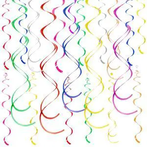 Colorful Ceiling Swirl Foil Decorations Hanging Plastic Streamer Themed Swirl Party Decoration for Wedding Thanksgiving Day Graduation Celebration, Pack of 28 Colorful Ceiling Swirl Foil Decorations Hanging Plastic Streamer Themed Swirl Party Decoration for Wedding Thanksgiving Day Graduation Celebration, Pack of 28