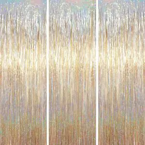 3.3 x 6.6 ft Foil Fringe Backdrop Curtains, Tinsel Streamers Party Decorations, Fringe Backdrop for Birthday, Baby Shower, Gender Reveal, Graduation (3, Champagne) 3.3 x 6.6 ft Foil Fringe Backdrop Curtains, Tinsel Streamers Party Decorations, Fringe Backdrop for Birthday, Baby Shower, Gender Reveal, Graduation (3, Champagne)