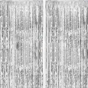 2 Pack Silver Foil Curtain Party Streamers Metallic Tinsel Foil Fringe Photo Booth Backdrop for Birthday Wedding Engagement Baby Shower Bachelorette Christmas Holiday Celebration Party Decorations 2 Pack Silver Foil Curtain Party Streamers Metallic Tinsel Foil Fringe Photo Booth Backdrop for Birthday Wedding Engagement Baby Shower Bachelorette Christmas Holiday Celebration Party Decorations