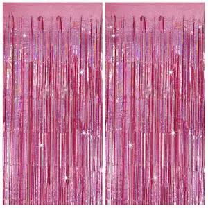 Tinsel Curtain Pink Birthday Party Decorations 2 Packs Glitter Foil Fringe Curtain Decor Streamers Photo Booth for Birthday Christmas Wedding Halloween Graduation Tinsel Curtain Pink Birthday Party Decorations 2 Packs Glitter Foil Fringe Curtain Decor Streamers Photo Booth for Birthday Christmas Wedding Halloween Graduation