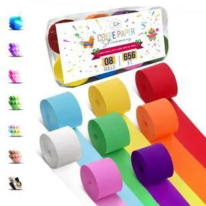 8 Crepe Paper Streamers Rolls, 656ft Pack of Unique 8 Rainbow Streamers Party Decorations, Birthday Streamers, Party Streamers for Wedding Decoration (1.8 inch x 82 ft/Roll) 8 Crepe Paper Streamers Rolls, 656ft Pack of Unique 8 Rainbow Streamers Party Decorations, Birthday Streamers, Party Streamers for Wedding Decoration (1.8 inch x 82 ft/Roll)