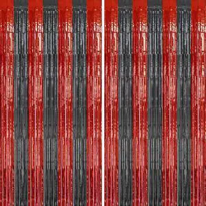 2 Pack Foil Fringe Backdrop - Red&Black Shiny Tinsel Curtains for Party Decoration/Photo Booth Props - 3.3x6.6 FT Metallic Foil Backdrop for Birthday, Wedding, Graduation, Christmas. 2 Pack Foil Fringe Backdrop - Red&Black Shiny Tinsel Curtains for Party Decoration/Photo Booth Props - 3.3x6.6 FT Metallic Foil Backdrop for Birthday, Wedding, Graduation, Christmas.