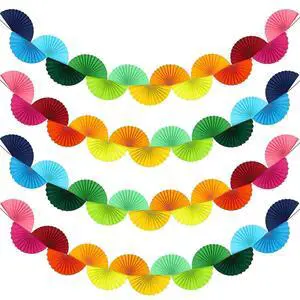 Rainbow Fan Garland Party Decorations - 4 Pack Paper Chain Garland Colorful Party Decorations for Birthday Wedding Bridal Shower Bachelorette Baby Shower Rainbow Fan Garland Party Decorations - 4 Pack Paper Chain Garland Colorful Party Decorations for Birthday Wedding Bridal Shower Bachelorette Baby Shower
