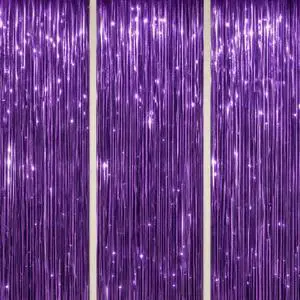 3 Pack Foil Fringe Backdrop - Purple Shiny Tinsel Curtains for Party Decoration/Photo Booth Props - 3.3x8.2 FT Metallic Foil Backdrop for Birthday, Wedding, Graduation, Christmas. 3 Pack Foil Fringe Backdrop - Purple Shiny Tinsel Curtains for Party Decoration/Photo Booth Props - 3.3x8.2 FT Metallic Foil Backdrop for Birthday, Wedding, Graduation, Christmas.