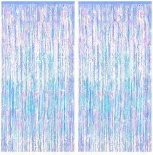 Iridescent Party Decorations Backdrop 2 Pack, Holographic Foil Fringe Curtain, Shimmer Tinsel Curtains for Birthday Party, Mermaid Party Decorations, Photo Booth Decor, 3.28 x 6.56 ft Iridescent Party Decorations Backdrop 2 Pack, Holographic Foil Fringe Curtain, Shimmer Tinsel Curtains for Birthday Party, Mermaid Party Decorations, Photo Booth Decor, 3.28 x 6.56 ft