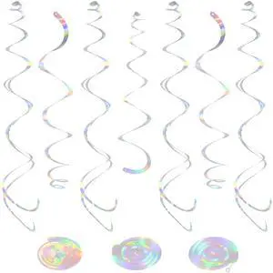24 PCS Iridescent Hanging Swirl, Shinny Holographic Ceiling Decorations, Plastic Streamer Party Decorations with Double-Swirls and Single-Swirls for Birthday Decorations,Mermaid,Wedding, Baby Shower 24 PCS Iridescent Hanging Swirl, Shinny Holographic Ceiling Decorations, Plastic Streamer Party Decorations with Double-Swirls and Single-Swirls for Birthday Decorations,Mermaid,Wedding, Baby Shower