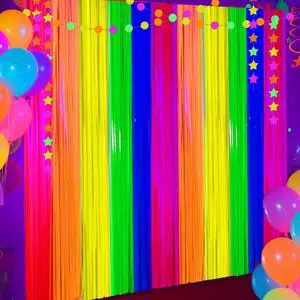 4 Packs Glow in the Dark Foil Fringe Curtain, Macaron Rainbow Blacklight Reactive Fluorescent Tinsel Backdrop Neon Luminous Streamers for Birthday, Wedding, Neon Party, Glow Party Decorations Supplies 4 Packs Glow in the Dark Foil Fringe Curtain, Macaron Rainbow Blacklight Reactive Fluorescent Tinsel Backdrop Neon Luminous Streamers for Birthday, Wedding, Neon Party, Glow Party Decorations Supplies