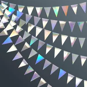 40Ft Iridescent Party Decorations Holographic Hanging Triangle Pennant Banner Flag Bunting Garland for Graduation Birthday Anniversary Engagement Wedding Bridal Baby Shower Disco Hen Party Supplies 40Ft Iridescent Party Decorations Holographic Hanging Triangle Pennant Banner Flag Bunting Garland for Graduation Birthday Anniversary Engagement Wedding Bridal Baby Shower Disco Hen Party Supplies