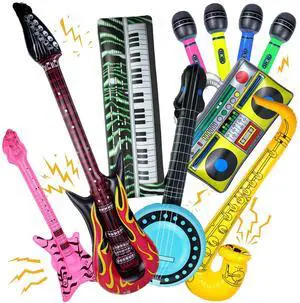 10 Pieces Inflatable Instruments Party Props Set Photo Booth Props Inflatable Guitar Saxophone Bass Lute Microphone Recorder Piano Theme Party Rock Toys Decorated Vintage Period Party 10 Pieces Inflatable Instruments Party Props Set Photo Booth Props Inflatable Guitar Saxophone Bass Lute Microphone Recorder Piano Theme Party Rock Toys Decorated Vintage Period Party