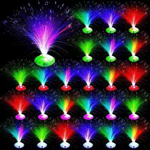 24 Pcs Fiber Optic Lamp Multicolored Centerpiece Optic Lights Battery Powered with Cone Base Illuminated Crystals for Room Wedding Holiday Tables Disco Party 24 Pcs Fiber Optic Lamp Multicolored Centerpiece Optic Lights Battery Powered with Cone Base Illuminated Crystals for Room Wedding Holiday Tables Disco Party