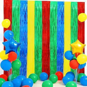 3Pcs Red Green Blue Yellow Streamer Backdrop Foil Fringe Tinsel Curtains Backdrops for Super Bros Birthday Video Game Baby Shower Decorations Party Supplies (3.28 ft x 6.56 ft) 3Pcs Red Green Blue Yellow Streamer Backdrop Foil Fringe Tinsel Curtains Backdrops for Super Bros Birthday Video Game Baby Shower Decorations Party Supplies (3.28 ft x 6.56 ft)