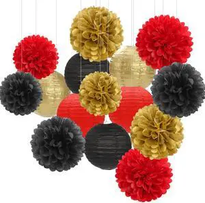 Red-Black Gold Party-Decorations Paper Flowers Lanterns - 15PCS Casino Theme Halloween Tissue Pom Poms Streamers,Game Night Women Men Birthday Wedding Bachelorette Hanging Supplies Decor Hugfond Red-Black Gold Party-Decorations Paper Flowers Lanterns - 15PCS Casino Theme Halloween Tissue Pom Poms Streamers,Game Night Women Men Birthday Wedding Bachelorette Hanging Supplies Decor Hugfond