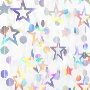 Iridescent-Disco Holographic-Euphoria Star Party-Decoration Garland - 52ft Neon Twinkle Twinkle Little Star Streamers,Wedding Birthday Bachelorette Baby Bridal Shower Engagement Lasting Surprise Iridescent-Disco Holographic-Euphoria Star Party-Decoration Garland - 52ft Neon Twinkle Twinkle Little Star Streamers,Wedding Birthday Bachelorette Baby Bridal Shower Engagement Lasting Surprise