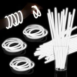 60 Pack 8 White Glow Sticks Bulk with 60 Connectors Neon Glow In The Dark Party favors Supplies for Holiday Birthday Party Decoration (White) 60 Pack 8 White Glow Sticks Bulk with 60 Connectors Neon Glow In The Dark Party favors Supplies for Holiday Birthday Party Decoration (White)