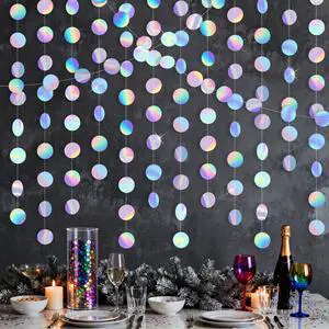 Iridescent Party Decorations Holographic Circle Garlands Disco Streamer Banner Backdrop Party Garlands for 4 Pcs 52 Ft in Total Iridescent Party Decorations Holographic Circle Garlands Disco Streamer Banner Backdrop Party Garlands for 4 Pcs 52 Ft in Total