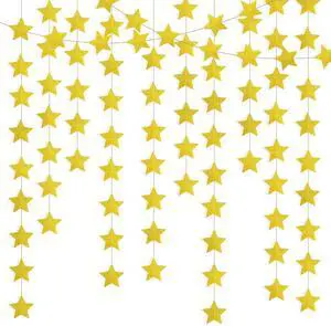 Glitter Gold Iridescent-Star-Garland 90FT 240 Pcs Sparkling Star Streamers Hanging Glitter Star Banner Backdrop for Birthday, Baby Shower, Wedding, Christmas Party Decorations (6 Packs) Glitter Gold Iridescent-Star-Garland 90FT 240 Pcs Sparkling Star Streamers Hanging Glitter Star Banner Backdrop for Birthday, Baby Shower, Wedding, Christmas Party Decorations (6 Packs)