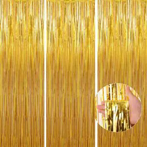 Birthday Party Decorations: 3 Pack 3.3 x 9.9 ft Gold Foil Fringe Curtains Party Supplies, Tinsel Curtain Backdrop for Parties/Birthday/Photo Booth Birthday Party Decorations: 3 Pack 3.3 x 9.9 ft Gold Foil Fringe Curtains Party Supplies, Tinsel Curtain Backdrop for Parties/Birthday/Photo Booth