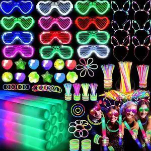 142 PCS Glow in the Dark Party Supplies, 12 Foam Sticks, 12PCS LED Glasses,6PCS Rabbit Headband 100PCS Glow Sticks and 12PCS Finger Lights Neon Party Favors for Wedding,Birthday,New Year, Carnivals 142 PCS Glow in the Dark Party Supplies, 12 Foam Sticks, 12PCS LED Glasses,6PCS Rabbit Headband 100PCS Glow Sticks and 12PCS Finger Lights Neon Party Favors for Wedding,Birthday,New Year, Carnivals