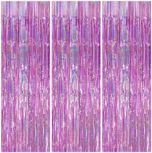 3 Pack Foil Curtain Backdrop 3.3x6.6 ft Tinsel Fringe Curtains for Parties Metallic Streamers Photo Booth Props,Wedding & Birthday,Holiday Decorations Disco,Bachelorette,Door Hanging Decor (Pink) 3 Pack Foil Curtain Backdrop 3.3x6.6 ft Tinsel Fringe Curtains for Parties Metallic Streamers Photo Booth Props,Wedding & Birthday,Holiday Decorations Disco,Bachelorette,Door Hanging Decor (Pink)
