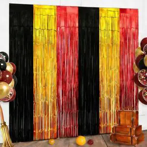 Red Black Gold Foil Fringe Curtains Backdrop Birthday Party Decorations, 2 Pack 3.28 x 6.56 Ft Magical Tinsel Streamer Banner Photo Booth Props for Cartoon Theme Casino Graduation Party Decor Supplies Red Black Gold Foil Fringe Curtains Backdrop Birthday Party Decorations, 2 Pack 3.28 x 6.56 Ft Magical Tinsel Streamer Banner Photo Booth Props for Cartoon Theme Casino Graduation Party Decor Supplies