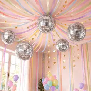 14 Pcs Pastel Birthday Party Decoration Kit 492ft Colorful Crepe Paper Streamers Garland 5 Silver Disco Ball Balloons 26.24ft Gold Star Garland Backdrop 1 Tape for Classroom Fancy Party Decor 14 Pcs Pastel Birthday Party Decoration Kit 492ft Colorful Crepe Paper Streamers Garland 5 Silver Disco Ball Balloons 26.24ft Gold Star Garland Backdrop 1 Tape for Classroom Fancy Party Decor