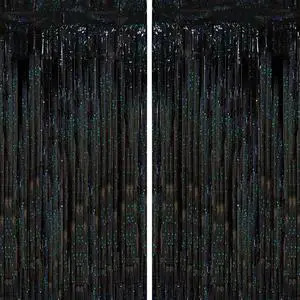 2 Pack Laser Black Tinsel Foil Fringe Curtains, Black Party Decorations, Metallic Tinsel Party Streamers Backdrop for Birthday Halloween Masquerade New Years Gatsby 1920s Party Decorations 2 Pack Laser Black Tinsel Foil Fringe Curtains, Black Party Decorations, Metallic Tinsel Party Streamers Backdrop for Birthday Halloween Masquerade New Years Gatsby 1920s Party Decorations