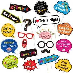 20Pcs Trivia Night Photo Booth Props 20Pcs Trivia Night Photo Booth Props