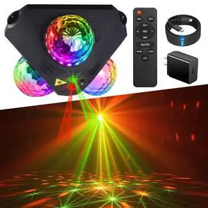 4 in 1 Disco Ball DJ Party Lights, 3 RGB Disco Lights+Red and Green Pattern Lamp Strobe Lighting for Home Room Dance Parties Birthday Karaoke Halloween Christmas Wedding Show Club Decorations 4 in 1 Disco Ball DJ Party Lights, 3 RGB Disco Lights+Red and Green Pattern Lamp Strobe Lighting for Home Room Dance Parties Birthday Karaoke Halloween Christmas Wedding Show Club Decorations