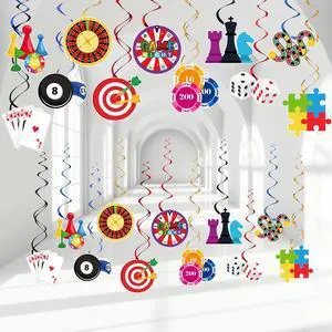 52 Pcs Game Night Hanging Swirl Decorations Game Night Ceiling Hanging Swirls Funny Chess Card Games Ceiling Streamers for Adults Family Birthday Casino Gamer Party Supplies Decor(Games) 52 Pcs Game Night Hanging Swirl Decorations Game Night Ceiling Hanging Swirls Funny Chess Card Games Ceiling Streamers for Adults Family Birthday Casino Gamer Party Supplies Decor(Games)