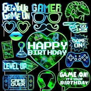 Video Game Party Decorations Photo Booth Props Neon Video Game On Theme Party Supplies Photo Booth Prop Kits for Glow in The Dark Styles Gamer Birthday Decor Video Game Party Decorations Photo Booth Props Neon Video Game On Theme Party Supplies Photo Booth Prop Kits for Glow in The Dark Styles Gamer Birthday Decor