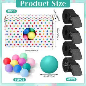 4 Sets Summer Party Games Colorful Polka Dots Shake Box, 4 Adjustable Belts and 80 Balls, Swing Shaking Balls Set for Adults Tea Garden Outdoor Indoor Group Party Game 4 Sets Summer Party Games Colorful Polka Dots Shake Box, 4 Adjustable Belts and 80 Balls, Swing Shaking Balls Set for Adults Tea Garden Outdoor Indoor Group Party Game