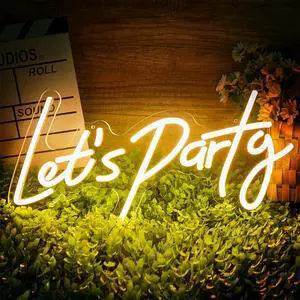 Lets Party Neon Sign for Party Wall Decor, 16.5x8.4 inch Compact Neon Party Decorations LED Glow Lights Supplies Accessories, Warm White Lets Party Neon Sign for Party Wall Decor, 16.5x8.4 inch Compact Neon Party Decorations LED Glow Lights Supplies Accessories, Warm White