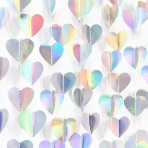 Iridescent Disco-Holographic Party-Decorations Heart-Garland - 39Ft Galentines Valentines Day Wedding Hanging Paper Streamers Banner,Birthday Bachelorette Baby Bridal Shower Engagement Decor Ouruola Iridescent Disco-Holographic Party-Decorations Heart-Garland - 39Ft Galentines Valentines Day Wedding Hanging Paper Streamers Banner,Birthday Bachelorette Baby Bridal Shower Engagement Decor Ouruola