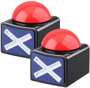 2 Pack Game Buzzers with Lights & Sound - Quiz Buzzer Buttons for Family Feud, Trivia, Talent Shows - Party Contest Props Red LED & 3-Second Alarm 2 Pack Game Buzzers with Lights & Sound - Quiz Buzzer Buttons for Family Feud, Trivia, Talent Shows - Party Contest Props Red LED & 3-Second Alarm