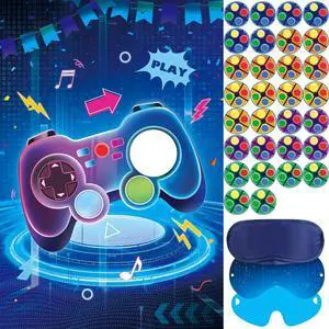 Pin The Button On The Video Party Game With 36 Pcs Video Game Button Stickers, Large Video Game Poster for Kids Boys Game Theme Birthday Party, Carnival Party Supplies Pin The Button On The Video Party Game With 36 Pcs Video Game Button Stickers, Large Video Game Poster for Kids Boys Game Theme Birthday Party, Carnival Party Supplies