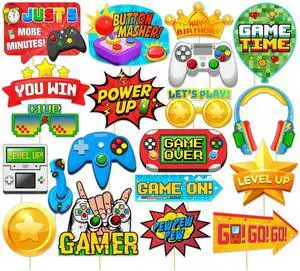 Game on Party Photo Booth Props, Video Game Birthday Party Decoration Level Up Theme Decorations for Boy Gamer Birthday Party Supplies 20Pcs Game on Party Photo Booth Props, Video Game Birthday Party Decoration Level Up Theme Decorations for Boy Gamer Birthday Party Supplies 20Pcs