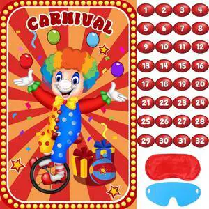 Circus Games Pin The Nose on The Clown Carnival Party Games for Kids Clown Party Supplies Circus Themed Birthday Party Decorations, Large Clown Games Poster with 32 Nose Stickers Circus Games Pin The Nose on The Clown Carnival Party Games for Kids Clown Party Supplies Circus Themed Birthday Party Decorations, Large Clown Games Poster with 32 Nose Stickers