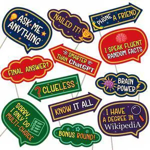 Trivia Night Photo Booth Props 12 Funny Quiz Signs for Game Night, Bar Trivia, Pub Quizzes & Party Decorations Trivia Night Photo Booth Props 12 Funny Quiz Signs for Game Night, Bar Trivia, Pub Quizzes & Party Decorations