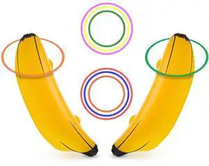 Inflatable Banana Ring Toss Game for Bachelorette Party, Bridal Shower Decorations for Engagement Party, Lingerie Party (2 Pieces 26" Bananas & 6 Pcs Toss Rings) Inflatable Banana Ring Toss Game for Bachelorette Party, Bridal Shower Decorations for Engagement Party, Lingerie Party (2 Pieces 26" Bananas & 6 Pcs Toss Rings)