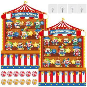 2 Pcs Dart Board with 12 Sticky Balls Circus Clown Theme Party Decorations Felt Cloth Toss Game for Family Games Birthday Party Outdoor Indoor Supplies(16.5 x 23.6 inches) 2 Pcs Dart Board with 12 Sticky Balls Circus Clown Theme Party Decorations Felt Cloth Toss Game for Family Games Birthday Party Outdoor Indoor Supplies(16.5 x 23.6 inches)