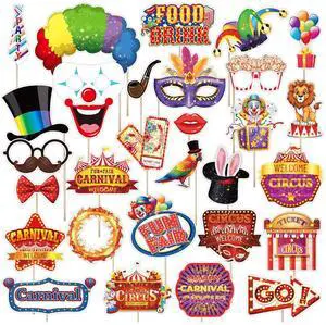 Carnival Photo Booth Props, Tumwisk 30PCS Carnival Decorations Circus Theme Party Decorations,Funny Circus Theme Celebration Selfie Props - Circus Birthday Backdrop Carnival Photo Booth Props, Tumwisk 30PCS Carnival Decorations Circus Theme Party Decorations,Funny Circus Theme Celebration Selfie Props - Circus Birthday Backdrop